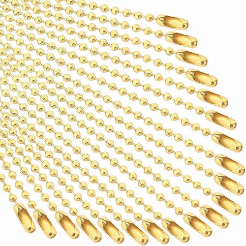 Miniatura 9 de Sannix 100 piezas de cadena de cuentas de bola, cadena metálica de etiqueta de perro a granel, cadena de llavero de bola de 4.72 pulgadas
