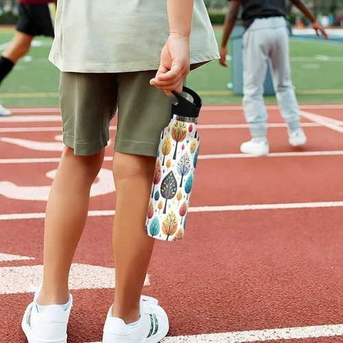 Miniatura 5 de Kids Water Bottle with Straw 20 Oz, Kids Stainless Steel Vacuum Insulated Water Bottle for Travel or School, BPA-Free, Playful Trees