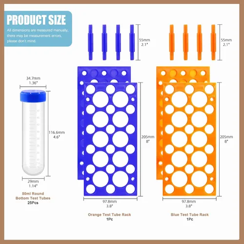 Miniatura 2 de Paquete de 2 tubos de ensayo de 28 pozos para centrífuga de laboratorio para 10/15/1.7 fl oz, 25 tubos de centrífuga de fondo redondo de 1.7 fl oz