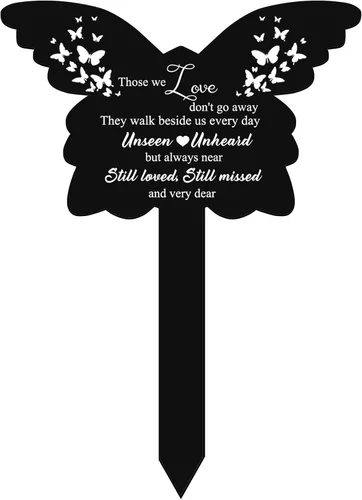 Roowest Decoraciones de tumbas de mariposa para cementerio, Those We Love Don't Go Away Memorial Butterfly Garden Stake, marcadores de tumbas para