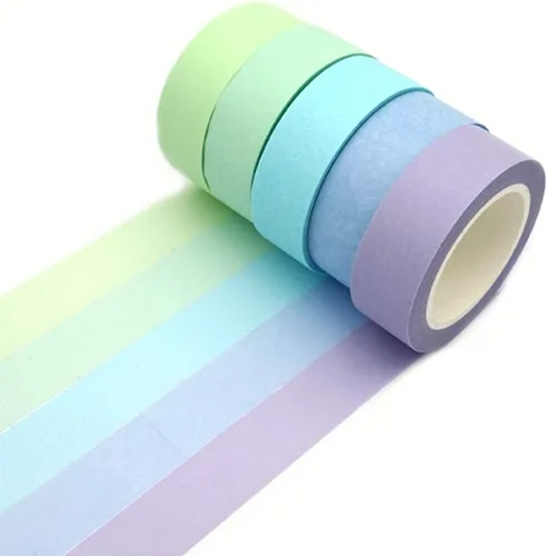 Washi - Juego de cinta adhesiva, 5 rollos surtidos, cinta decorativa para escribir, para divertidos suministros de arte, álbumes de recortes para