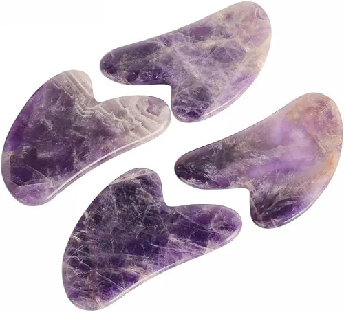 Miniatura 3 de Piedra preciosa natural de cristal Gua Sha herramienta de raspado SPA herramienta de masaje (amatista)