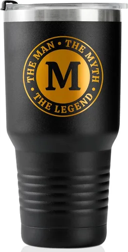 Miniatura 27 de Taza The Man the Myth the Legend con iniciales, vaso de viaje de acero inoxidable con monograma para hombres, divertida taza de café personalizada