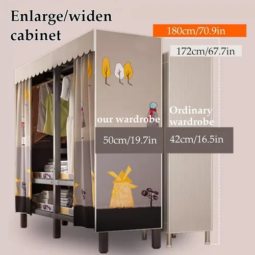 Miniatura 7 de large closets Folding Clothes Closet Metal Iron Wardrobe Closet Portable Closets for Hanging Clothes Easy to Assemble Saves Space Closet Space-saving