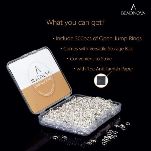 Miniatura 2 de BEADNOVA Anillos de salto de 4 mm plateados para hacer joyas Anillos abiertos para llaveros y reparación de collares (1200 piezas)