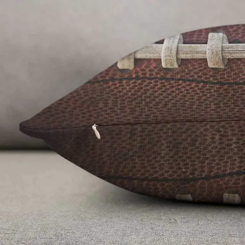 Miniatura 6 de HOSNYE Funda de almohadón de lino de algodón con detalle de cordones de fútbol americano, diseño de pelota en primer plano, cojín decorativo