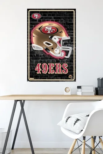 Miniatura 4 de NFL San Francisco 49ers - Póster de pared con casco neón 23, 34 pulgadas de largo x 22.4 pulgadas, versión sin marco