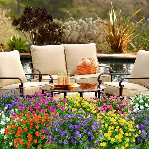 Miniatura 6 de Flores artificiales, plantas falsas al aire libre resistentes a los rayos UV, arbustos de boj de plástico sintético, 4 paquetes, para interiores