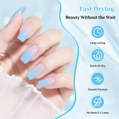 Miniatura 3 de OpenLive 16.5ml Gel Jelly Baby Blue Esmalte de uñas de gran volumen de secado rápido, brillo de larga duración, arte de uñas para uñas de manos