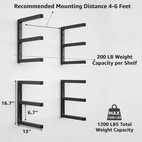 Miniatura 2 de YYR Organizador de madera y estante de almacenamiento de madera, estante de metal resistente con 6 niveles que soporta hasta 1200 libras, uso