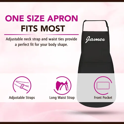 Miniatura 4 de Delantales personalizados para hombres y mujeres – Delantal personalizado con nombre bordado y bolsillos para cocina, pintura, manualidades, salón