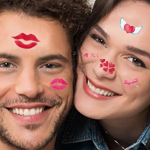 Miniatura 2 de Tatuajes para el día de San Valentín, tatuajes para el día de la madre, para mujeres, hombres, niños, niñas, decoración de arte corporal, labios