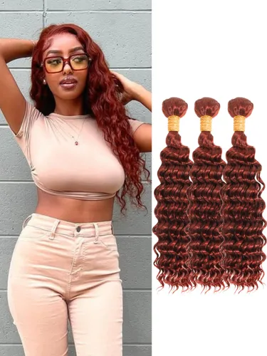 Miniatura 57 de P4/27 Cabello Humano Solitario de Onda Profunda con Reflejos Rubios Miel, 12A 100% Tejido Brasileño Virgen Ondulado Grueso con Mechas Ombre Marrón