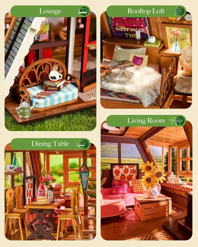 Miniatura 3 de Rolife - Kit de bricolaje de casa en miniatura para adultos, kit de casa de muñecas de madera mini, kits de construcción de diorama de casa pequeña