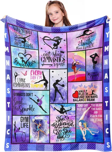 Mosslink Manta para niños y amantes de la gimnasia, regalos de gimnasta para niñas, adolescentes y mujeres, regalos de cumpleaños para gimnasta,