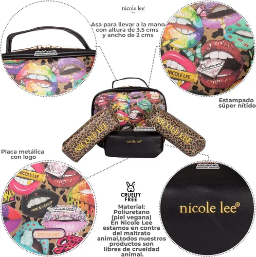 Miniatura 2 de Nicole Lee Juego de bolso cruzado de viaje con 3 bolsas de maquillaje con estampado de moda, organizador de artículos de tocador para mujer