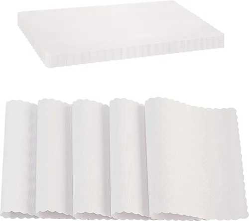 Miniatura 22 de Mantel Individual de Papel Desechable, Negro, Manteles Individuales con Bordes Escalonados, Mantel Individual de Papel Duradero para Decoración