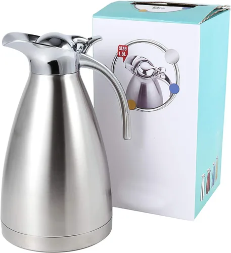 Miniatura 7 de Hervidor de té para estufa, acero inoxidable de doble pared de 2.5 cuartos de galón, tetera silbante con mango ergonómico, frasco de café aislado