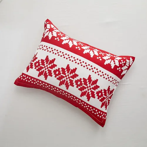 Miniatura 6 de Joyreap Juego de edredón de 3 piezas, diseño de copo de nieve rojo y blanco, edredón de microfibra suave para todas las estaciones