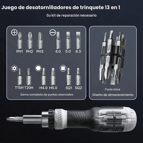 Miniatura 2 de Juego de Destornilladores de Trinquete 13 en 1, Todo en Uno, [Construido para Durar] Kit de Juego de Destornilladores Múltiples, Cabeza Plana