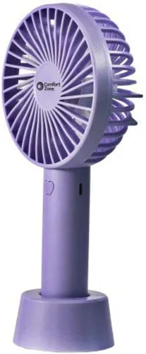 Miniatura 2 de Comfort Zone Ventilador recargable de mano personal, 4 pulgadas, 3 velocidades, batería de iones de litio, cable micro USB, potente, mini ventilador