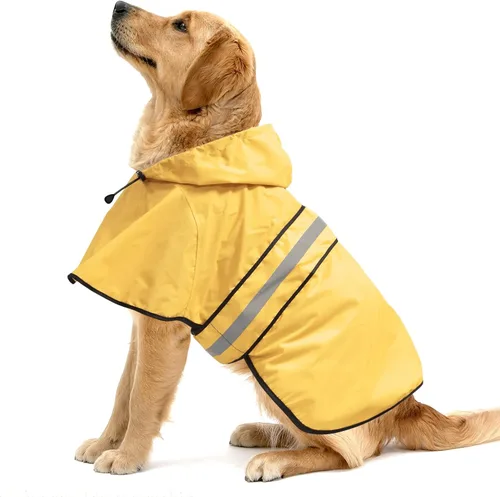 Impermeable reflectante para perros – Impermeable ajustable para perros, impermeable ligero con capucha para perro, poncho chubasquero, chaqueta
