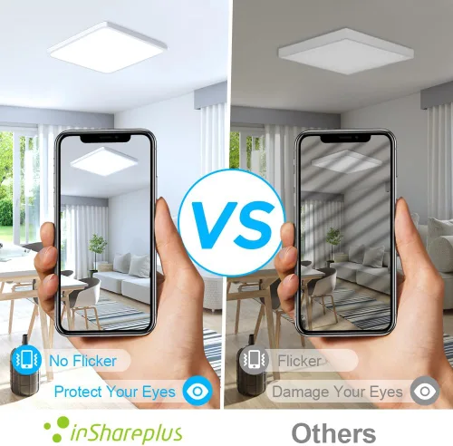 Miniatura 4 de inShareplus Lámpara LED de techo empotrada, 9 pulgadas, 18 W, 5000 K, luz blanca diurna, 1800 lm, cuadrada, súper brillante, lámpara de techo, IP