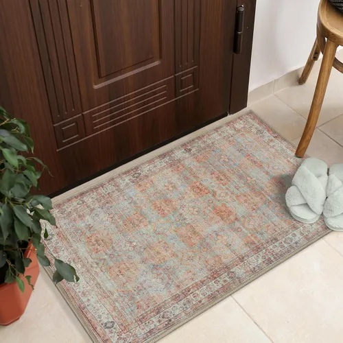 GLN Rugs Traditional Collection - Alfombra de felpilla lavable a máquina, tradicional lavable, antideslizante, alfombra de felpilla de pelo corto,