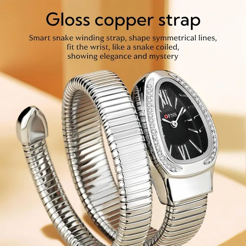 Miniatura 4 de OFNS Relojes de Serpiente para Mujeres Reloj de Pulsera Tipo Brazalete de Lujo con Forma de Serpiente con Diamantes de Cuarzo Esfera con Números