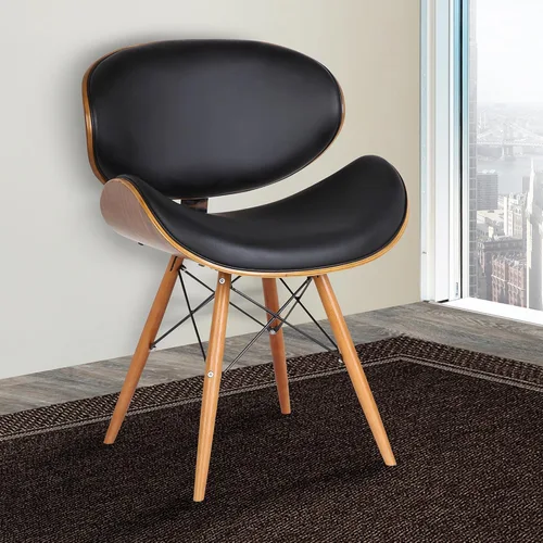 Miniatura 2 de Armen Living Cassie - Silla de comedor en piel sintética negra y acabado de madera de nogal, 20 pulgadas de profundidad x 21 pulgadas de ancho x 31
