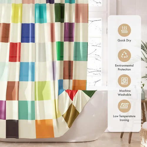 Miniatura 19 de AmazerBath Cortina de ducha floral, juego de cortinas de ducha lavables de tela con 12 ganchos para cortina de ducha, cortinas de ducha de tela C