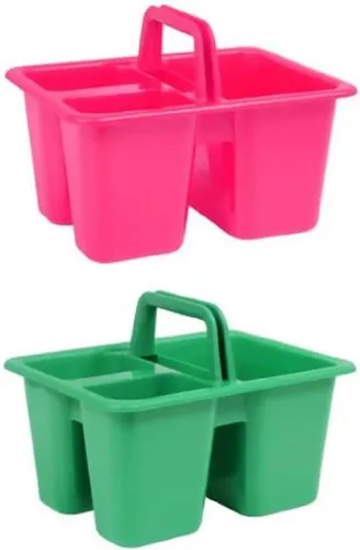 Miniatura 7 de Kids Arts & Crafts - Pequeños cubos de plástico con asas, 3 compartimentos, colores surtidos, juego de 4