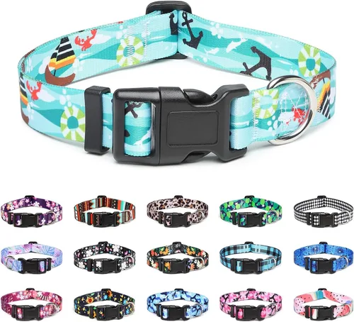 Miniatura 28 de Mercano Collar ajustable para perros - Diseños especiales con patrones, collar suave de nylon cómodo y resistente para perros pequeños, medianos