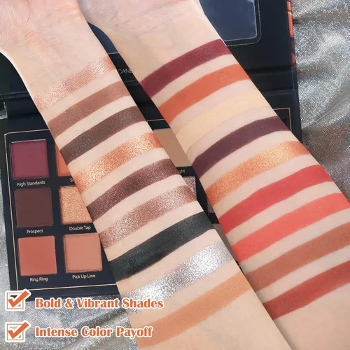 Miniatura 3 de Prism Makeup Paleta de maquillaje de sombra de ojos mate Pro 18 colores con brillo pigmentado y purpurina, sombra en polvo ahumada larga duración e