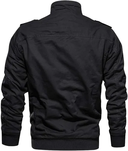 Miniatura 3 de CRYSULLY - Chaqueta de invierno de forro polar para hombre, estilo informal, con varios bolsillos, abrigo de campo