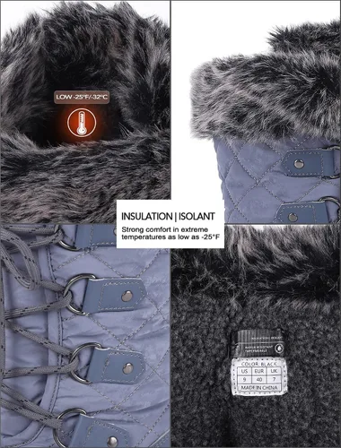 Miniatura 2 de Botas de nieve para mujer, impermeables, a media pantorrilla, antideslizantes, para exteriores, cálidas, para invierno