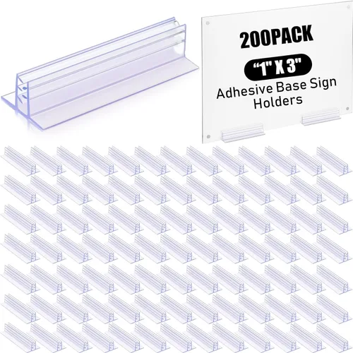 Miniatura 10 de Fulmoon 100 Piezas Soportes para Letreros, Base Adhesiva Soportes para Letreros Múltiples Usos para Mostradores, Almacenes, Soportes de Base