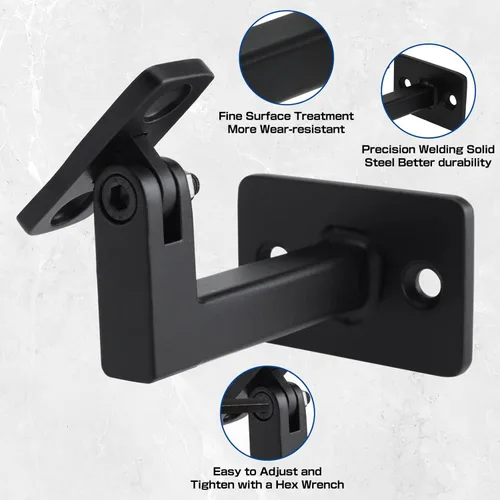 Miniatura 2 de RealPlus Soportes de pasamanos ajustables resistentes giratorios cuadrados para escaleras de escalera, paquete de 3