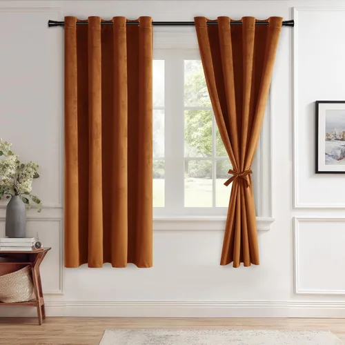 Miniatura 158 de JIUZHEN - Cortinas de terciopelo gris de 63 pulgadas opacas para sala de estar - Cortinas gruesas de terciopelo con ojales para ventana