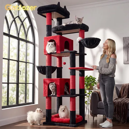 Miniatura 7 de Globlazer Heavy Duty Cat Tree, 81 inch Extra Large Gothic Cat Tree for Indoor Cats Large Adult, Sturdy Goth Cat Tower with 8 Scratching Post, 2 Cat