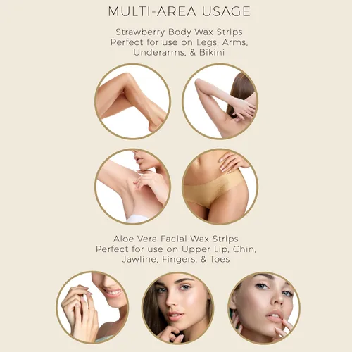 Miniatura 3 de Honeybee Tiras de cera corporal Tiras de cera para mujeres y hombres Depilación para toda la piel 8 tiras, 2 toallitas de cuidado posterior