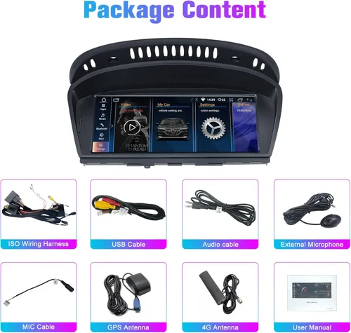 Miniatura 6 de Navegador GPS para coche Android 12.0 Auto estéreo para BMW 3 5 serie E90 E60 con sistema iDrive Retenido 8.9 pulgadas IPS pantalla táctil, CarPlay