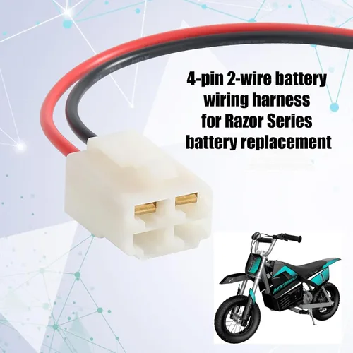 Miniatura 2 de Enchufe de arnés de cable de batería de 4 agujeros para Razor PR200 MX350 MX400 Razor Ground Force y Dirt Quad Dune Buggy reemplazo del arnés