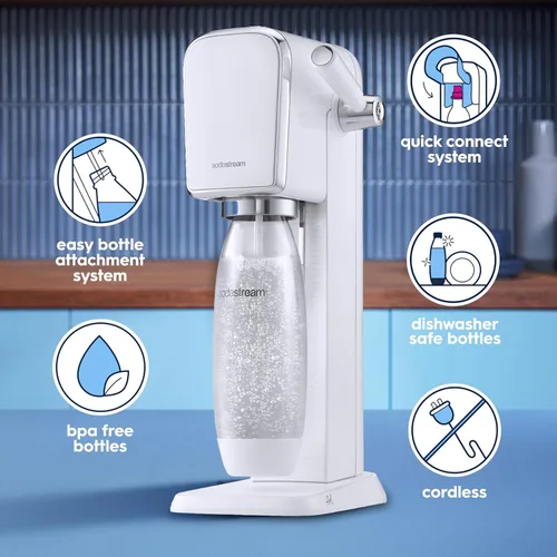 Miniatura 3 de SodaStream - Máquina de agua con gas ART PAQUETE DE VALOR Sistema de CO2 CQC Incluye 2 cilindros de CO2, 2 botellas de 32 onzas líquidas aptas