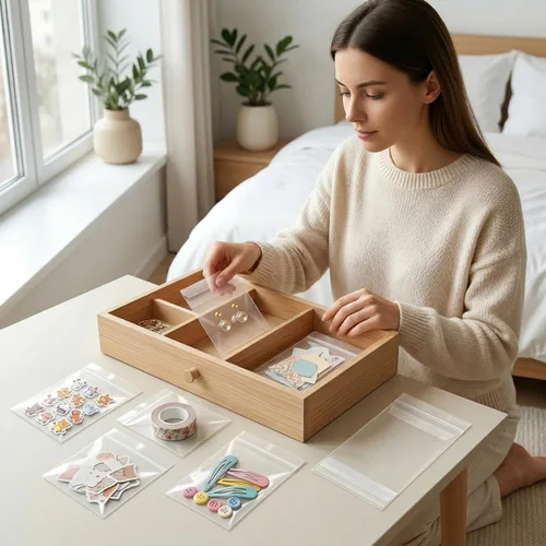 Miniatura 8 de 200 bolsas transparentes de celofán para panadería autosellables de 3x5-1.4 mils de grosor, bolsas pequeñas de plástico adhesivo OPP para galletas