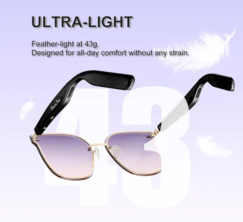 Miniatura 4 de Gafas Inteligentes para Mujeres IPX7 Impermeables Gafas AI con Traductor 150+ Idiomas Gafas Bluetooth con Altavoz, Auriculares de Oído Abierto
