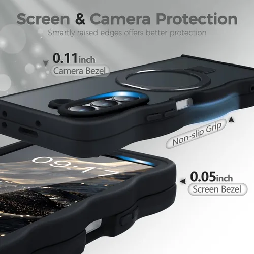 Miniatura 4 de Soporte magnético y marco ondulado: funda para Samsung Galaxy Z Fold 6 [compatible con MagSafe] [protección militar contra caídas] no amarillenta
