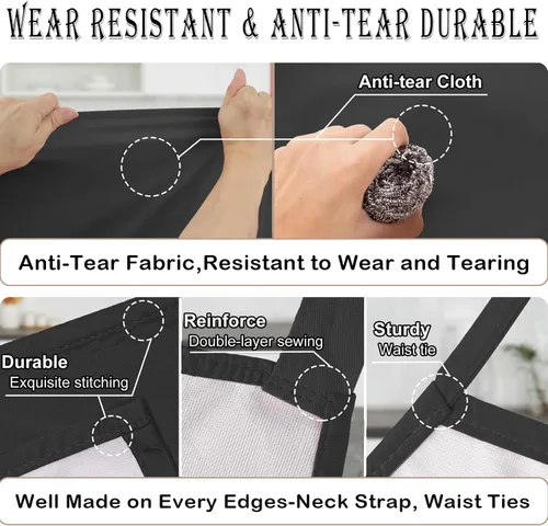 Miniatura 6 de Adjustable Neck Bib Apron with Pocket for Men Women, Waterproof Aprons Gifts for Kitchen Baking Chef Painting Gardening