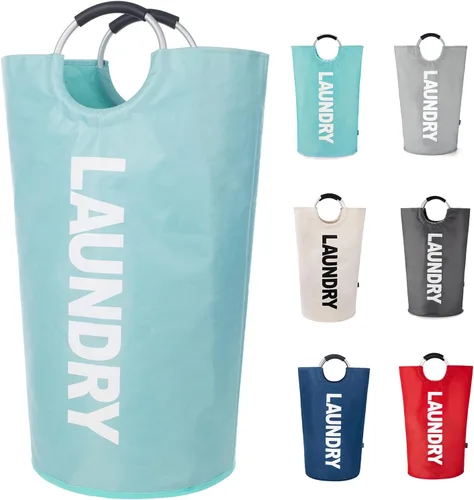 Miniatura 21 de Twira Cesta de lavandería grande de 90 litros, cesta de lavandería que se mantiene bien, bolsa de lavandería con asas acolchadas, contenedor de ropa