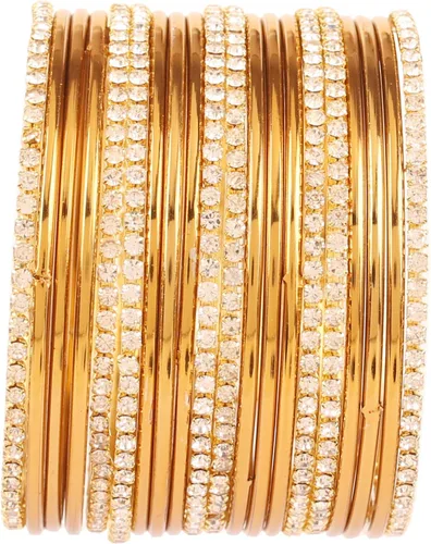 Touchstone Pulsera india de Bollywood Kundan con aspecto de Kundan grabado a mano, malla de metal pelado, alambres trenzados, diamantes de